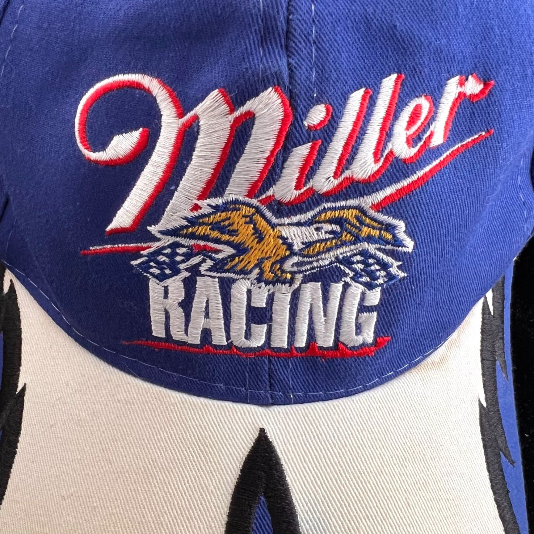 Vintage VINTAGE Miller Racing Hat Adult One Size Blue Snap Back Shark Tooth 1995 80s 90s Beer Men Mens Size ONE SIZE - 2 Thumbnail