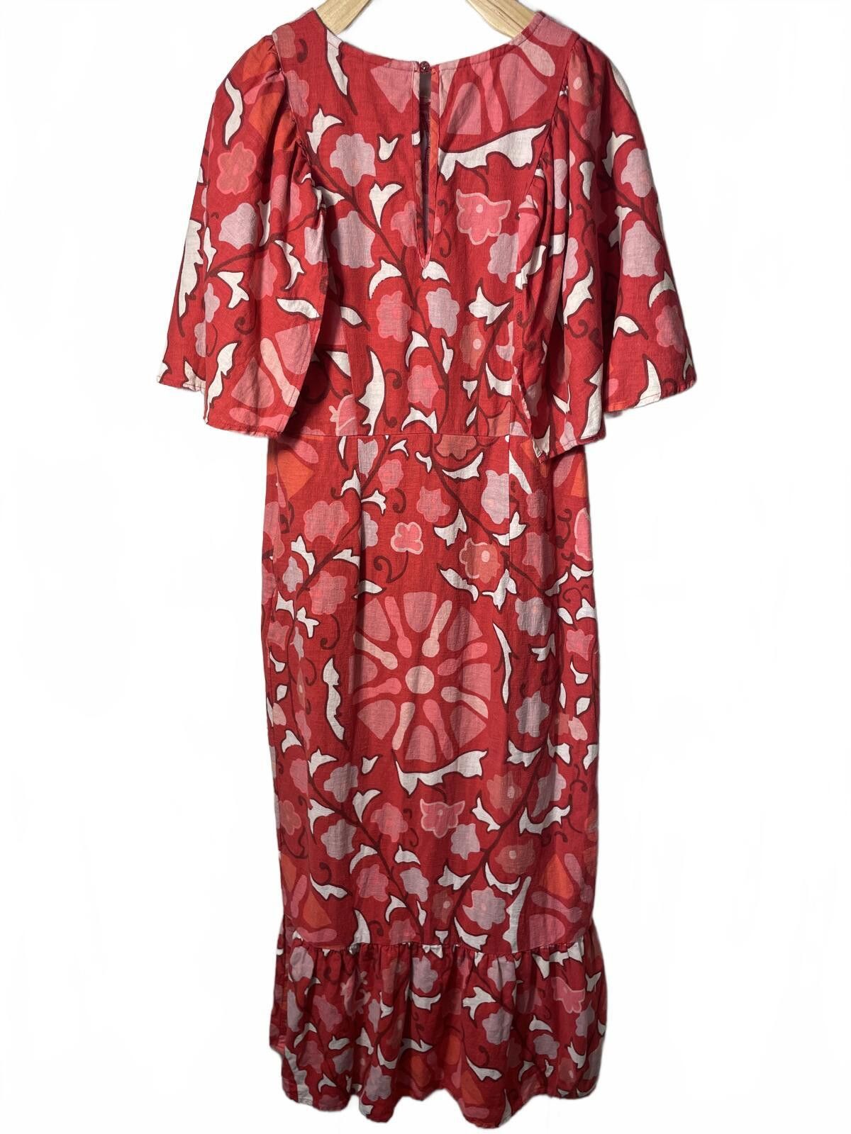 Roberto Cavalli Rhode Women's Zinnia Floral Bell Sleeve Linen Dress Sz 6 EUC Size M / US 6-8 / IT 42-44 - 1 Thumbnail