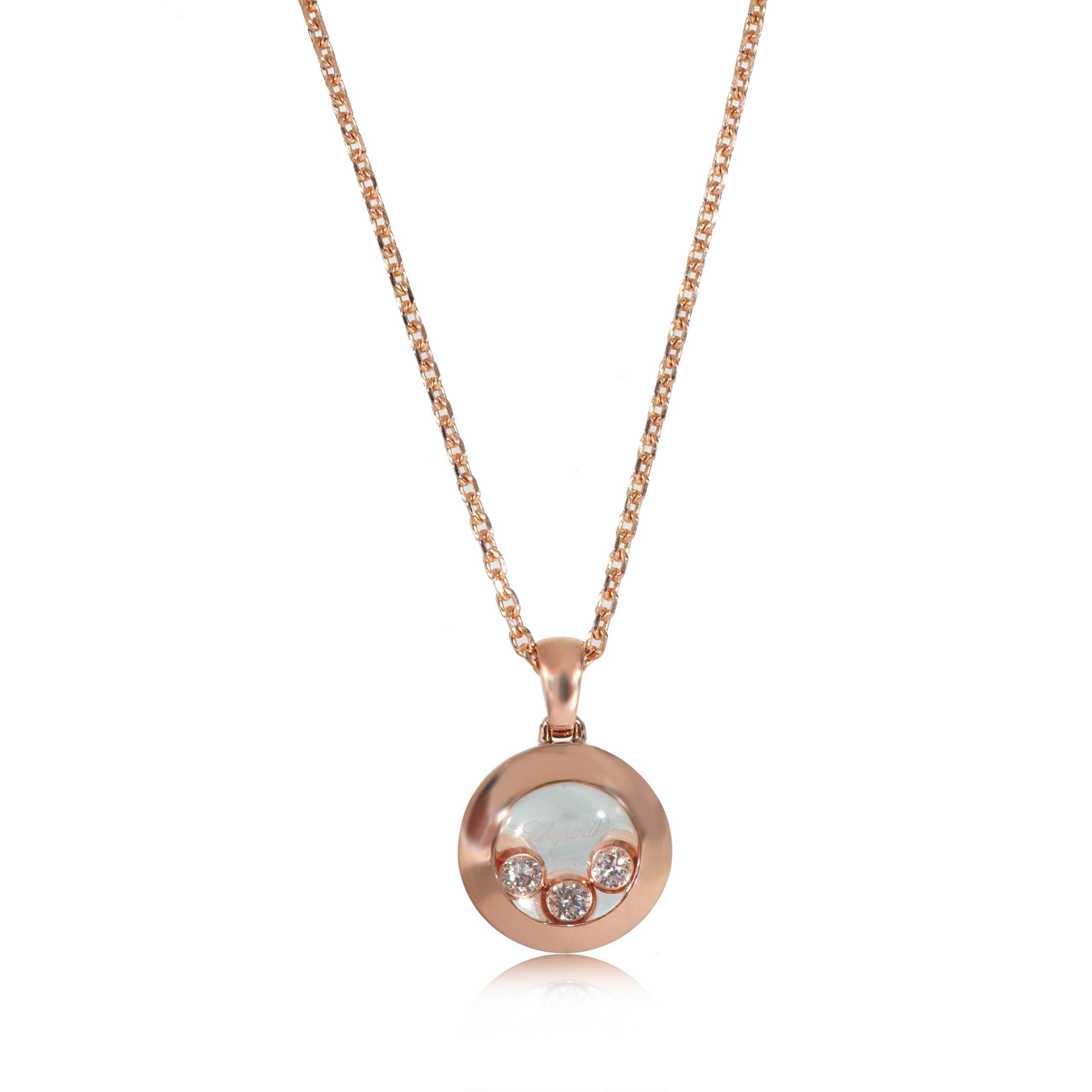 image of Chopard Happy Diamonds Icons Necklace In 18K Rose Gold 0.15 Ctw, Women's