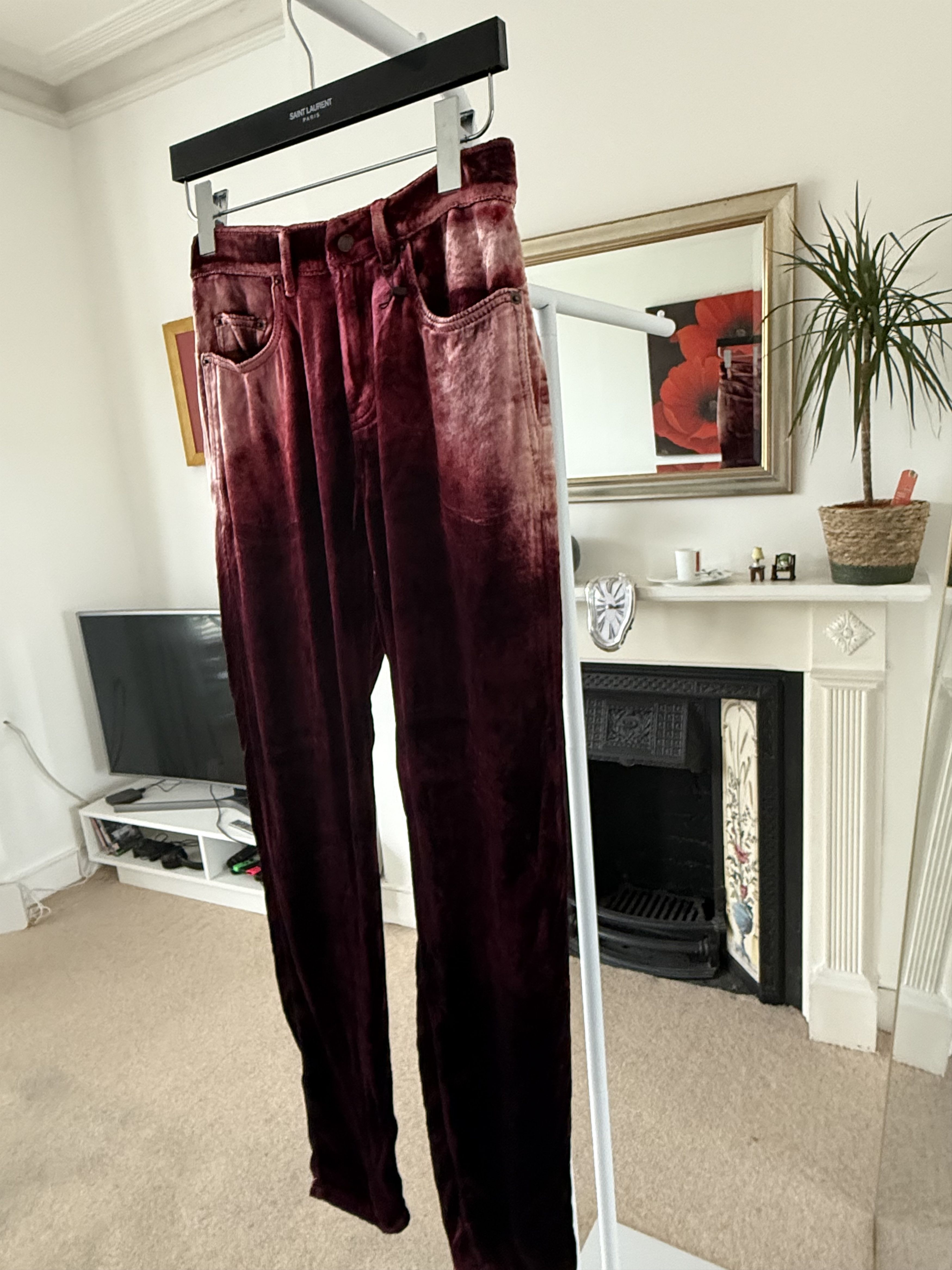 Saint Laurent Paris SS20' Saint Laurent Cropped Bleached Velvet Trousers Size US 28 / EU 44 - 8 Thumbnail