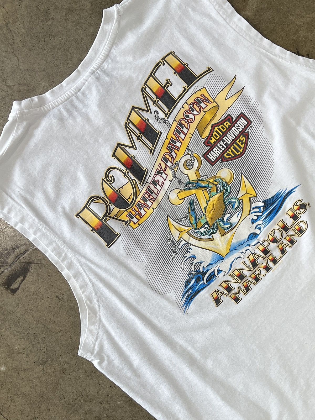 Harley Davidson Harley Davidson Sailor American Annapolis Cut Sleeve Tee XXL Size US XXL / EU 58 / 5 - 1 Thumbnail