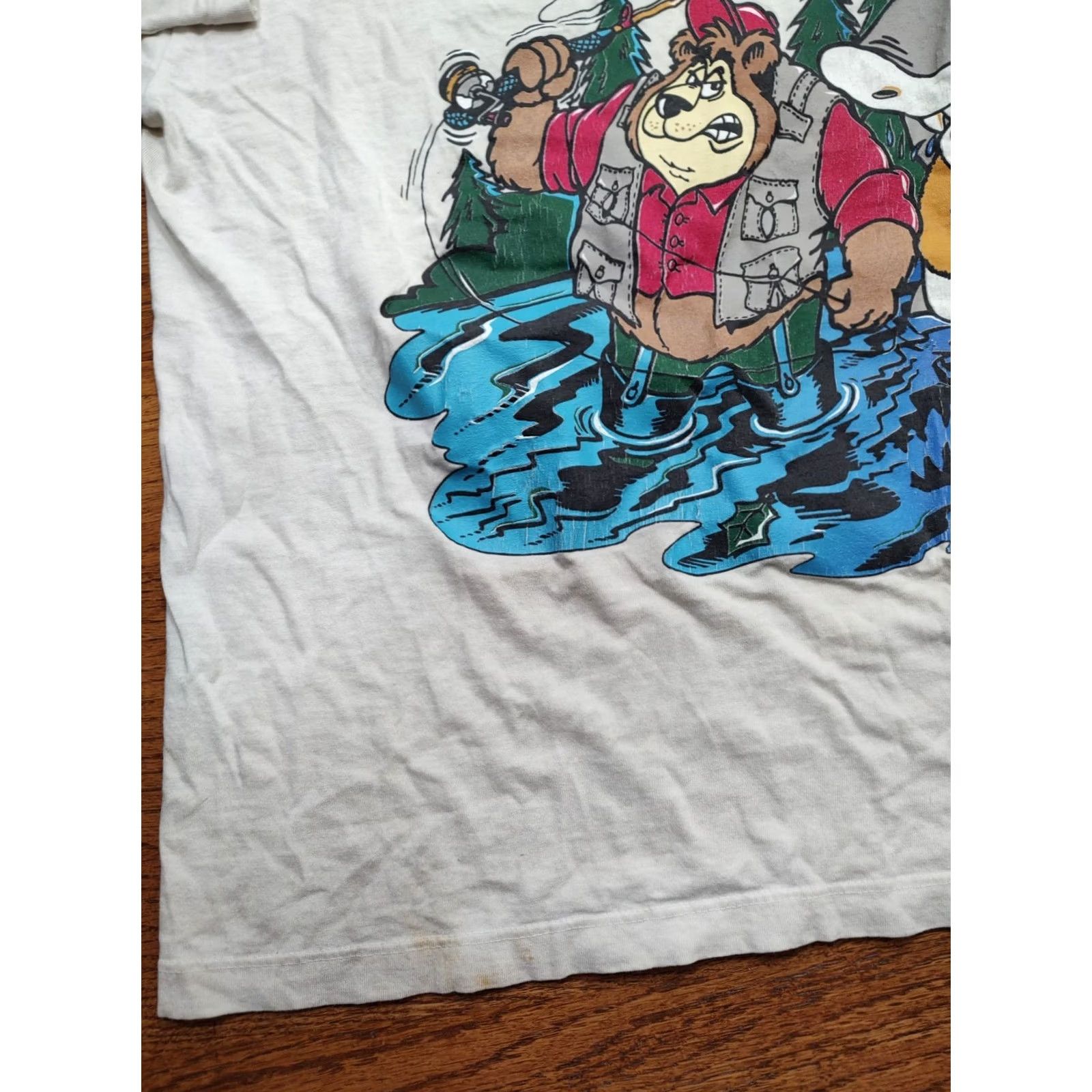 Sunray Sportswear VINTAGE Sun Sportswear T-Shirt Shirt Men L White 90s Angler Fly Fishing Animals Comics Funny Yellowing Size US L / EU 52-54 / 3 - 4 Thumbnail
