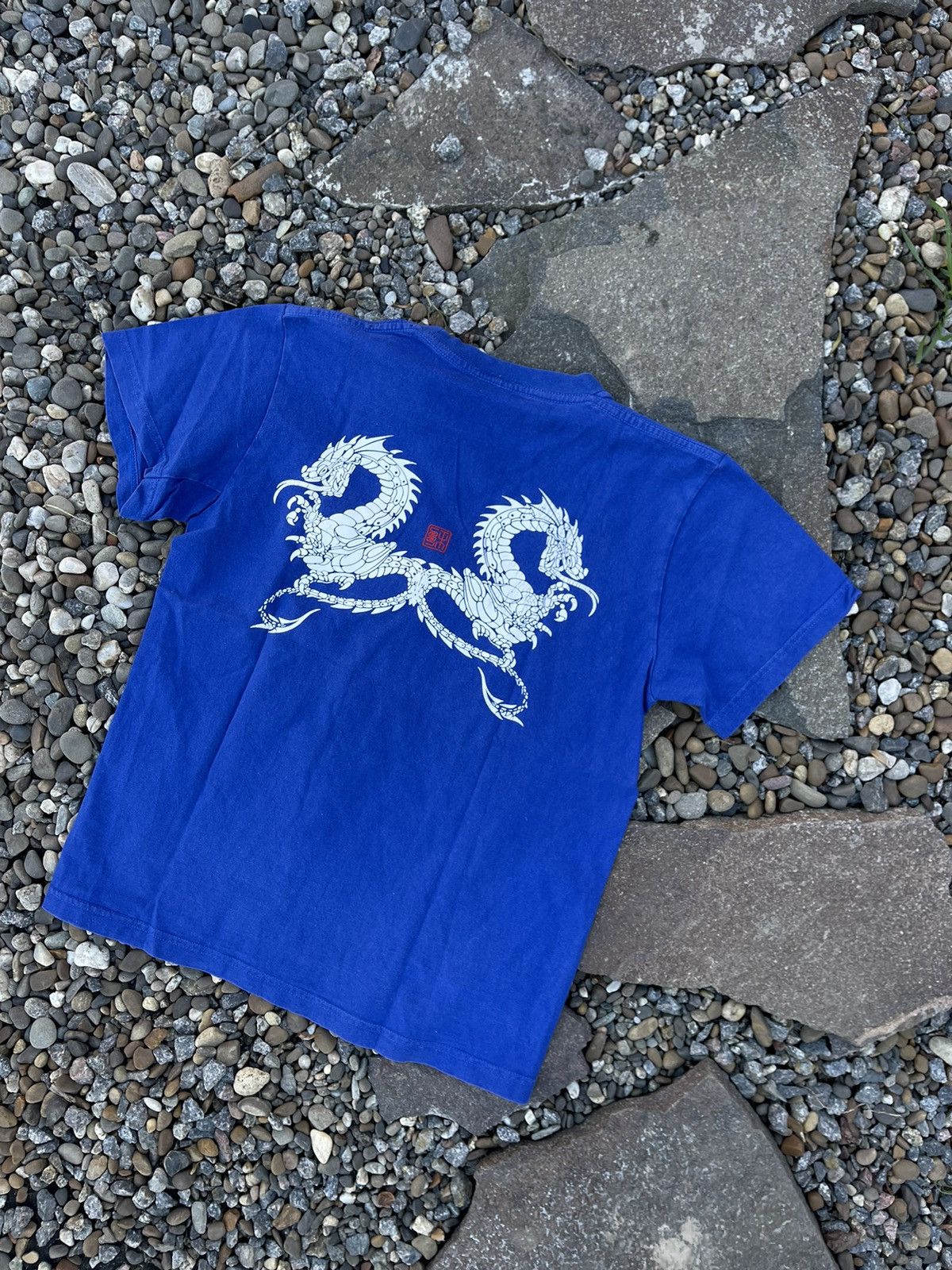 Stussy × Vintage 80’s Stussy Outdoor Vintage double dragon blue t-shirt tee Size US XS / EU 42 / 0 - 2 Thumbnail