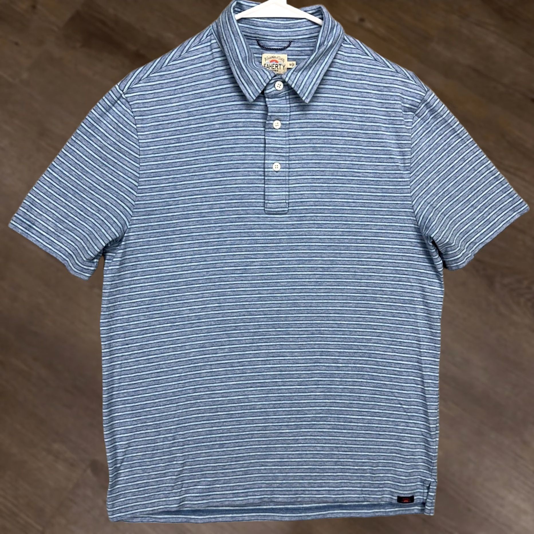 Faherty Faherty Polo Shirt Mens Medium Blue Striped Stretch Rugby Cotton Modal Spandex Short Sleeve Casual Size US M / EU 48-50 / 2 - 1 Thumbnail