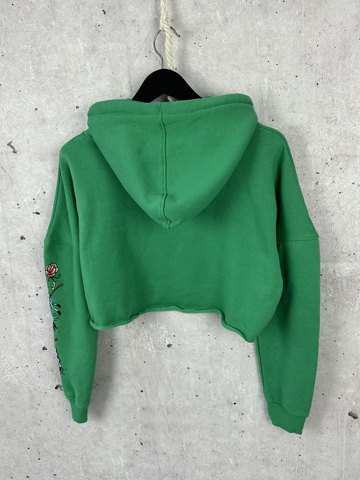 Ed Hardy Ed Hardy Missguided Green Cropped Logo Cotton Women’s Hoodie Size L / US 10 / IT 46 - 6 Thumbnail