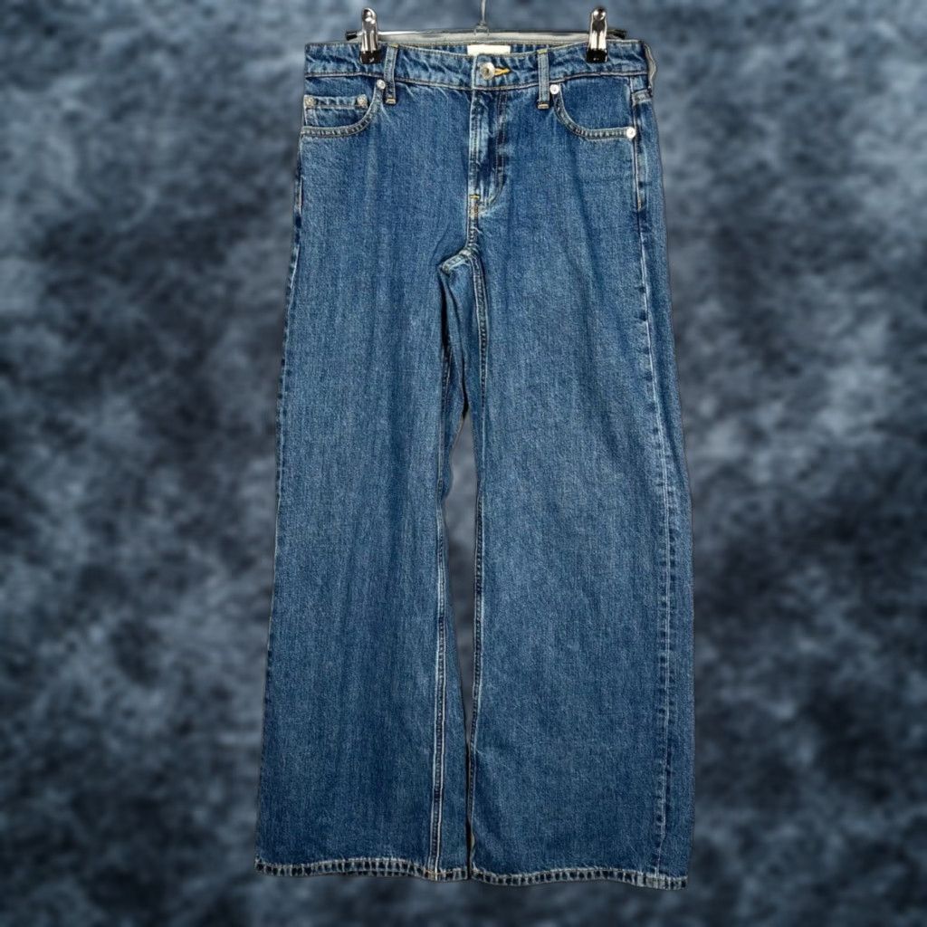 Everlane Everlane Jeans Womens 23R Wide-Leg Blue Denim Organic Cotton Blend 5-Pocket Inseam 30in High Rise Regular Size 40" / US 18 - 1 Thumbnail