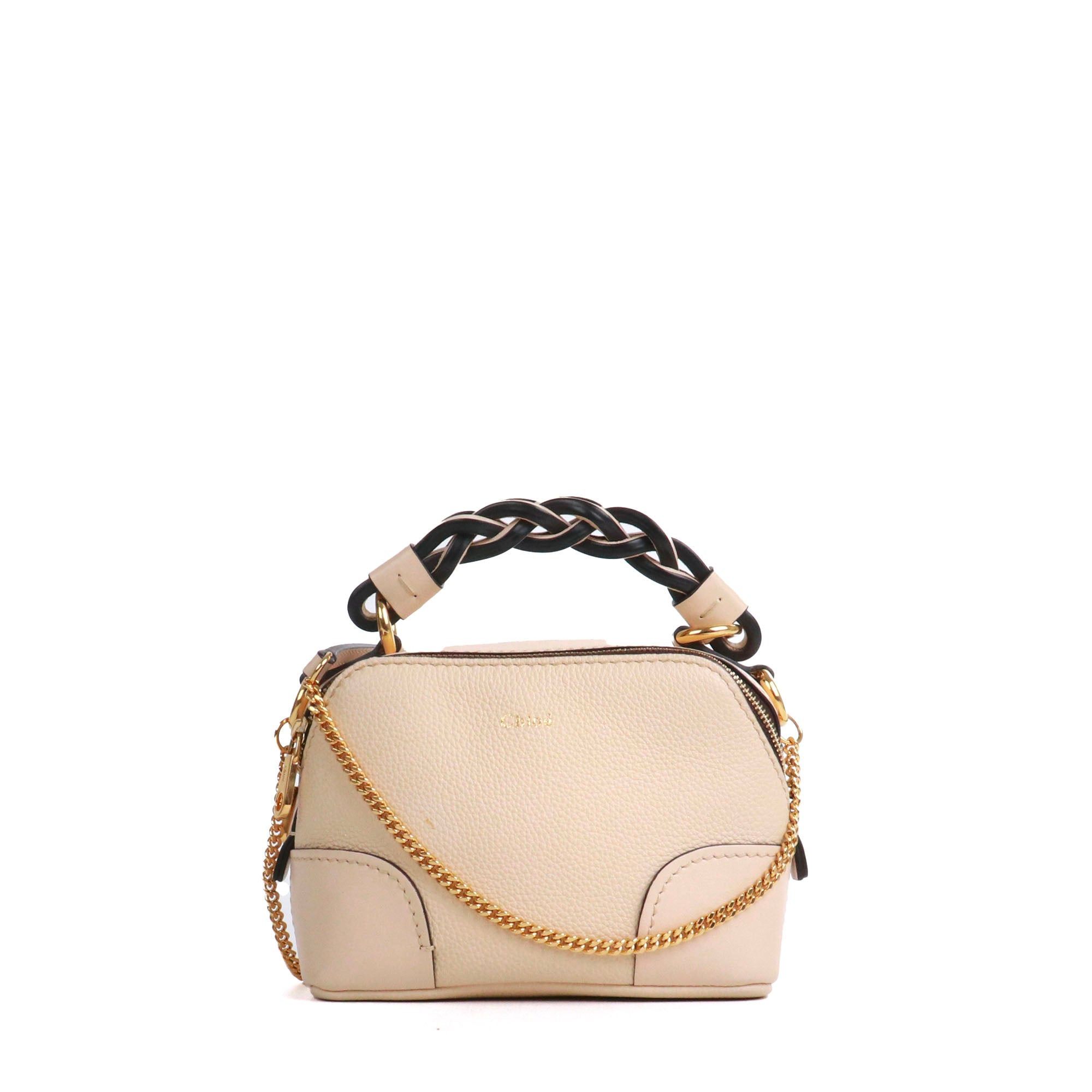Chloe CHLOÉ - Chloé mini Daria shoulder bag in beige grained leather Size ONE SIZE - 1 Thumbnail