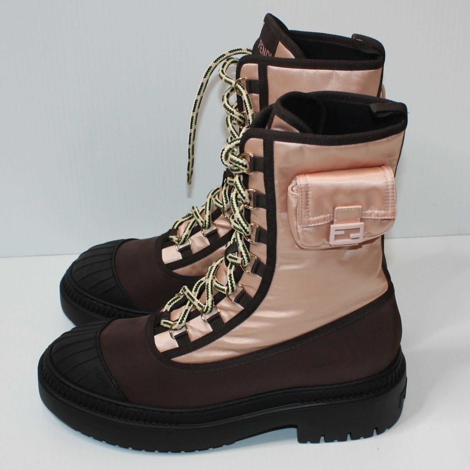 Fendi Domino Pink Nylon Biker Boots with Baguette Pocket $1450 Size US 9.5 / IT 39.5 - 6 Thumbnail