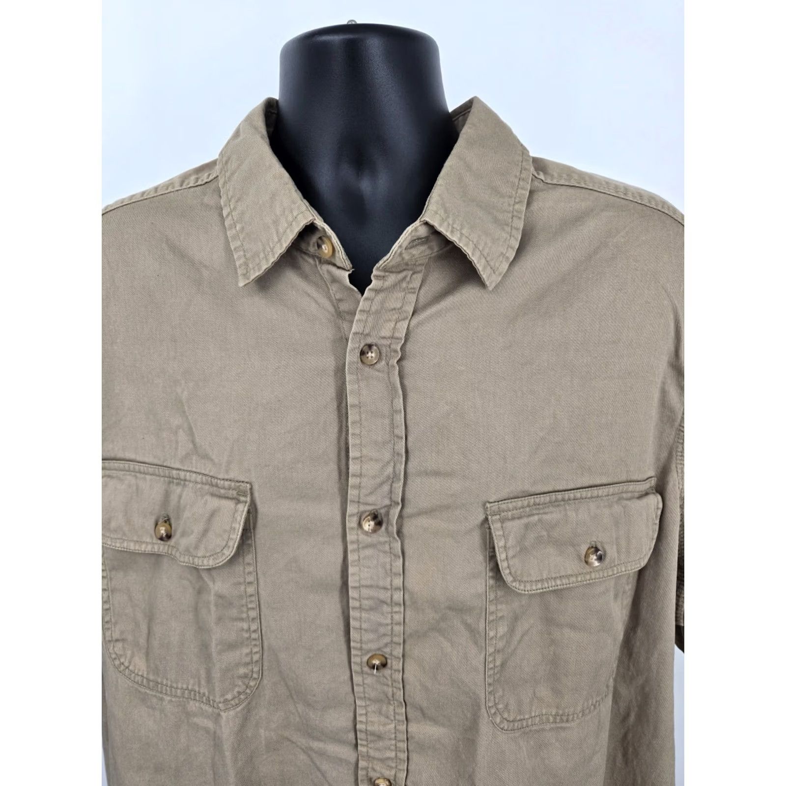 Vintage Boulder Creek Shirt 2XLT Beige Cotton Polyester Canvas Button-Up Button Up Mens | 2XLT Tall | Beige | Casual Workwear Outdoors Outdoors? Size US XXL / EU 58 / 5 - 4 Thumbnail