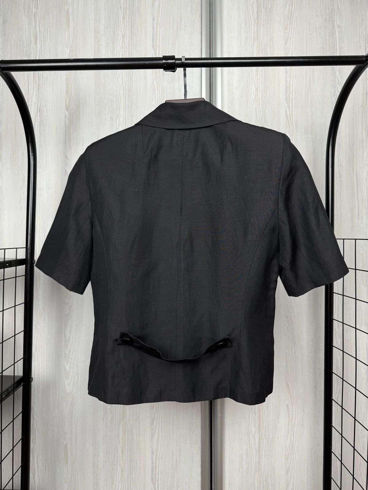 Akris Akris Black V-Neck Short Sleeve Silk Linen Button blazer Size M / US 6-8 / IT 42-44 - 7 Thumbnail