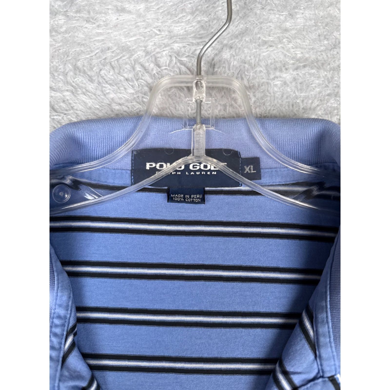 Ralph Lauren VINTAGE Ralph Lauren Polo Golf Shirt Extra Large Blue Stripe 100% Cotton Men Size US XL / EU 56 / 4 - 7 Thumbnail