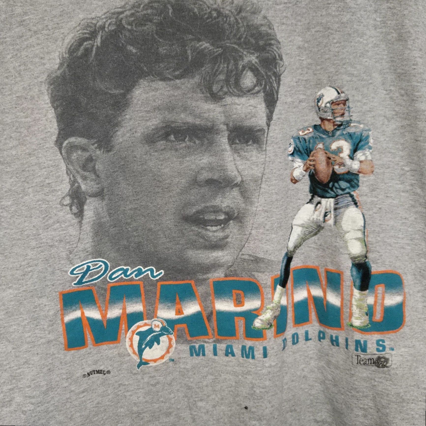 Lee VINTAGE Dan Marino Lee Miami Dolphins Shirt Mens XL Gray Graphic Print Tee 90s Sports Fan Wear Size US XL / EU 56 / 4 - 4 Thumbnail