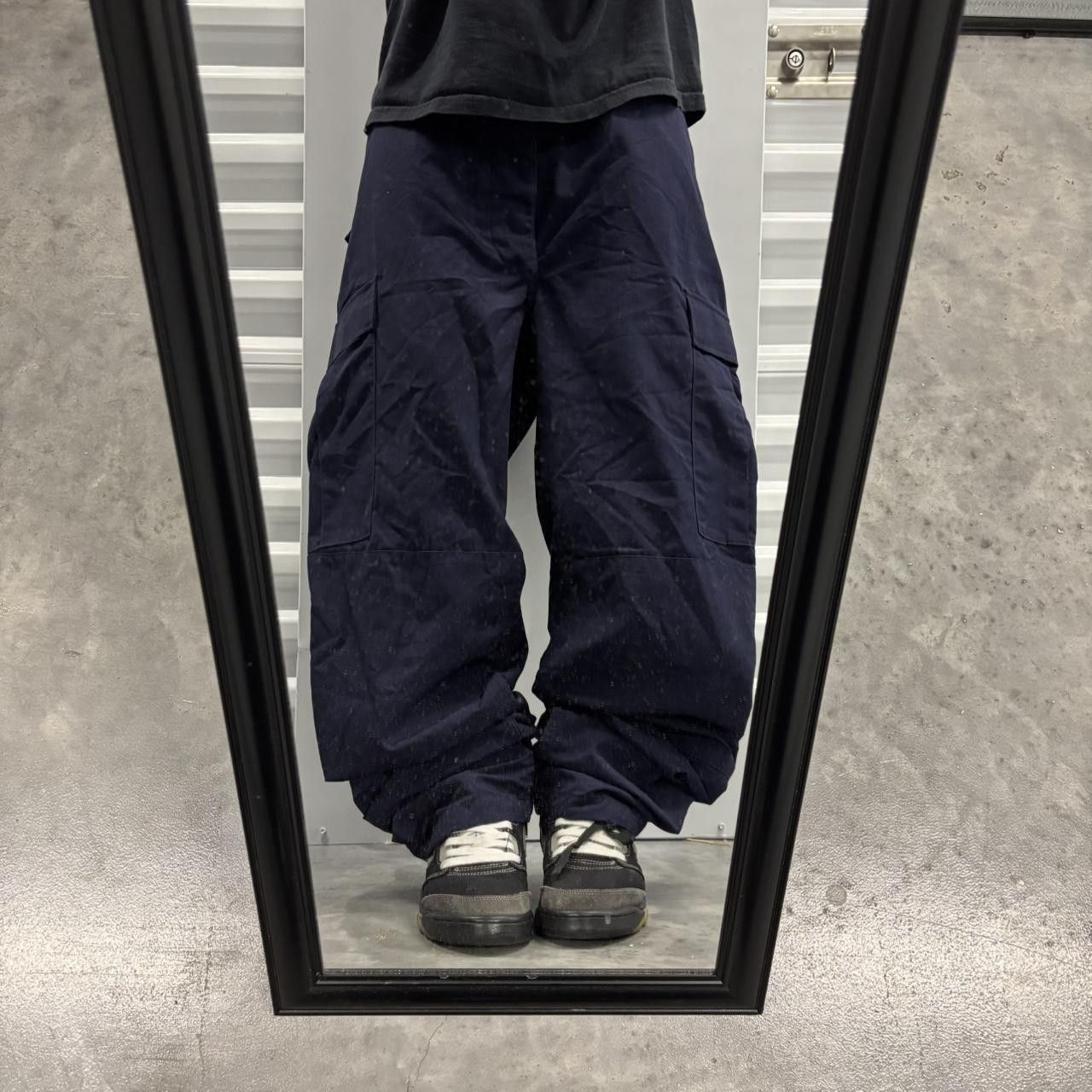 Japanese Brand × Vintage Crazy Vintage Y2K/2000s Baggy Navy Blue Workwear Cargo Pants! Size US 36 / EU 52 - 1 Thumbnail