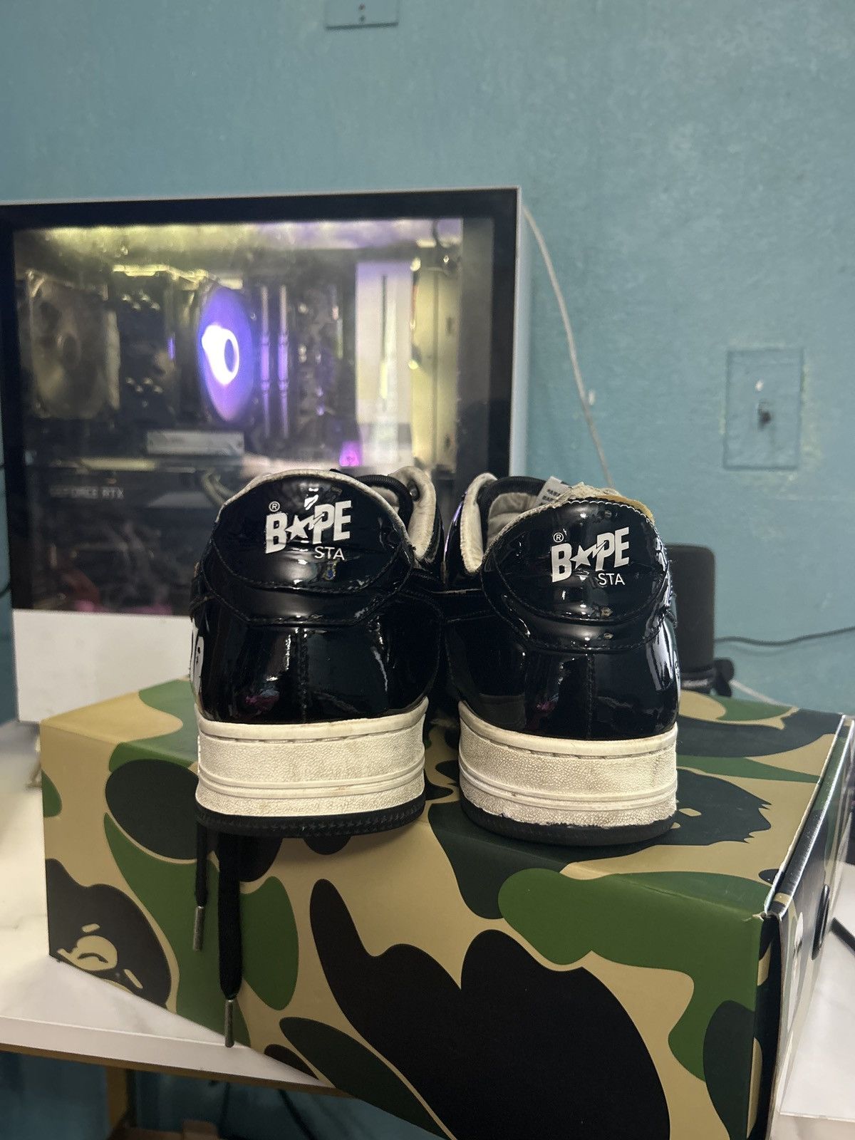 Bape Bape Sta Low M1 IT Black/White Size US 12 / EU 45 - 6 Thumbnail