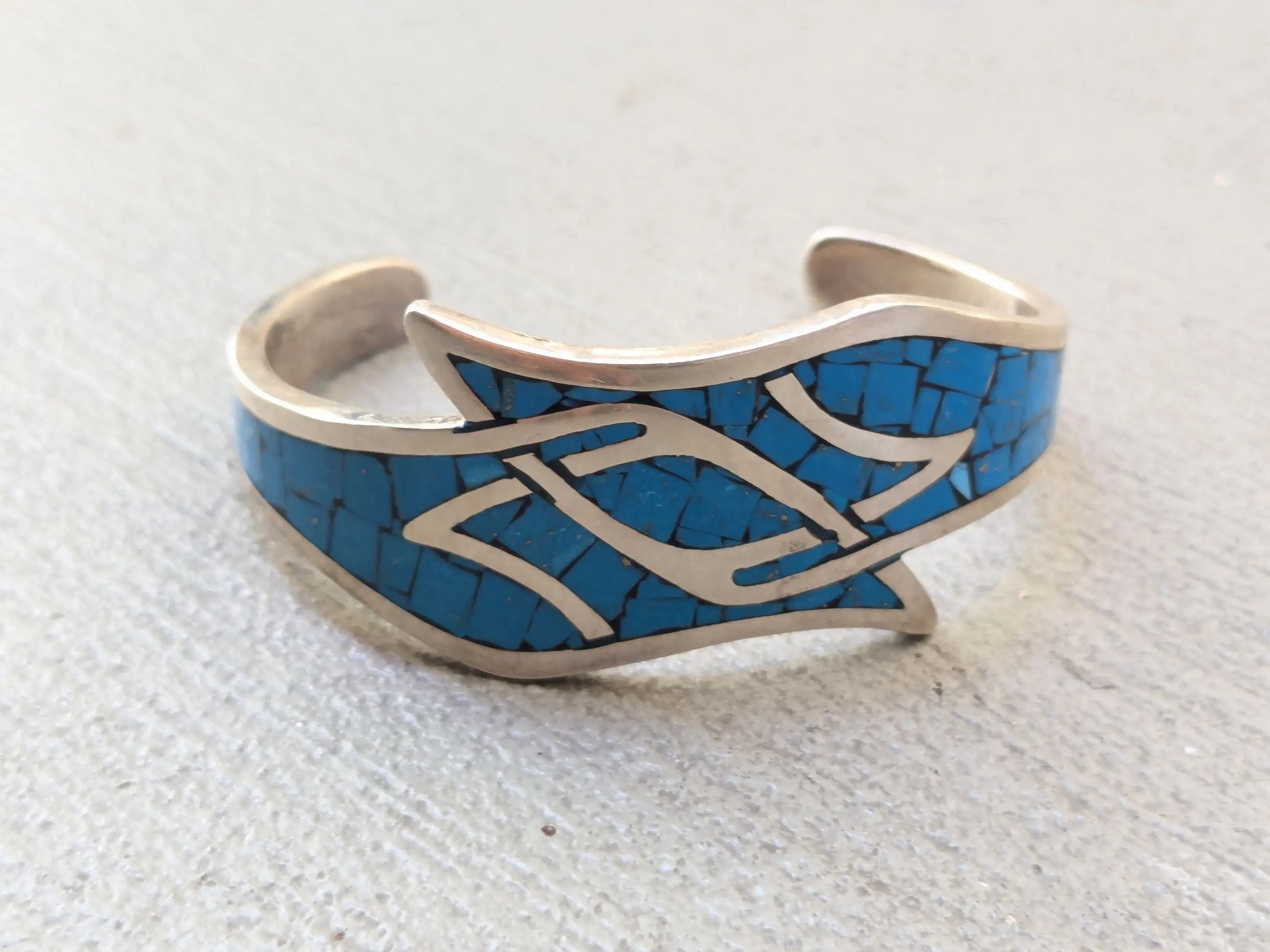 Jewelry × Vintage Vintage Sterling Silver Bracelet Turquoise Cuff Mexico 5.25" Size ONE SIZE - 3 Thumbnail