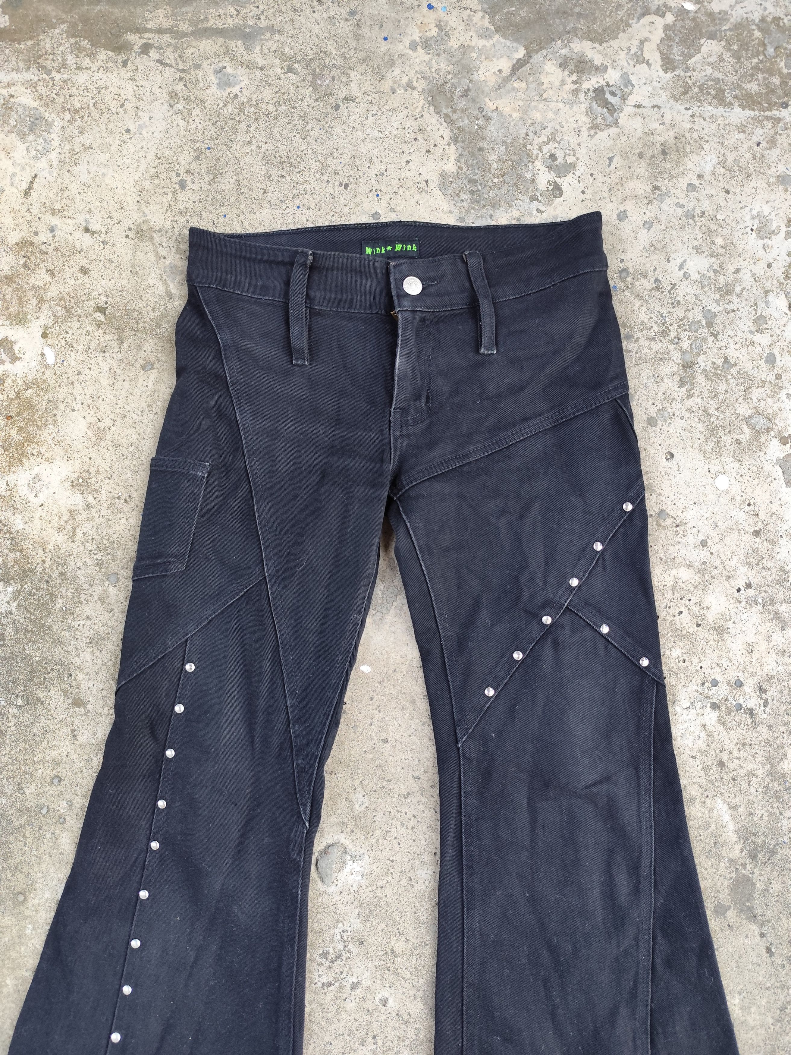 If Six Was Nine × Japanese Brand × Tornado Mart WINK WINK Studded Bootcut Bell Baggy Jeans Size 29" - 4 Thumbnail