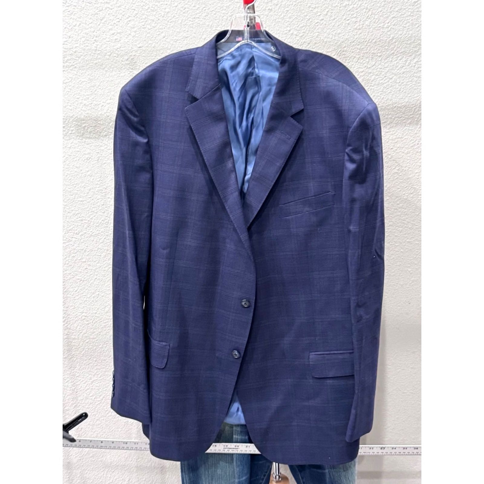 Hart Schaffner Marx Hart Schaffer Marx Jacket Coat Mens 52L Blue Plaid Wool Jacket Coat Mens Size US L / EU 52-54 / 3 - 2 Thumbnail