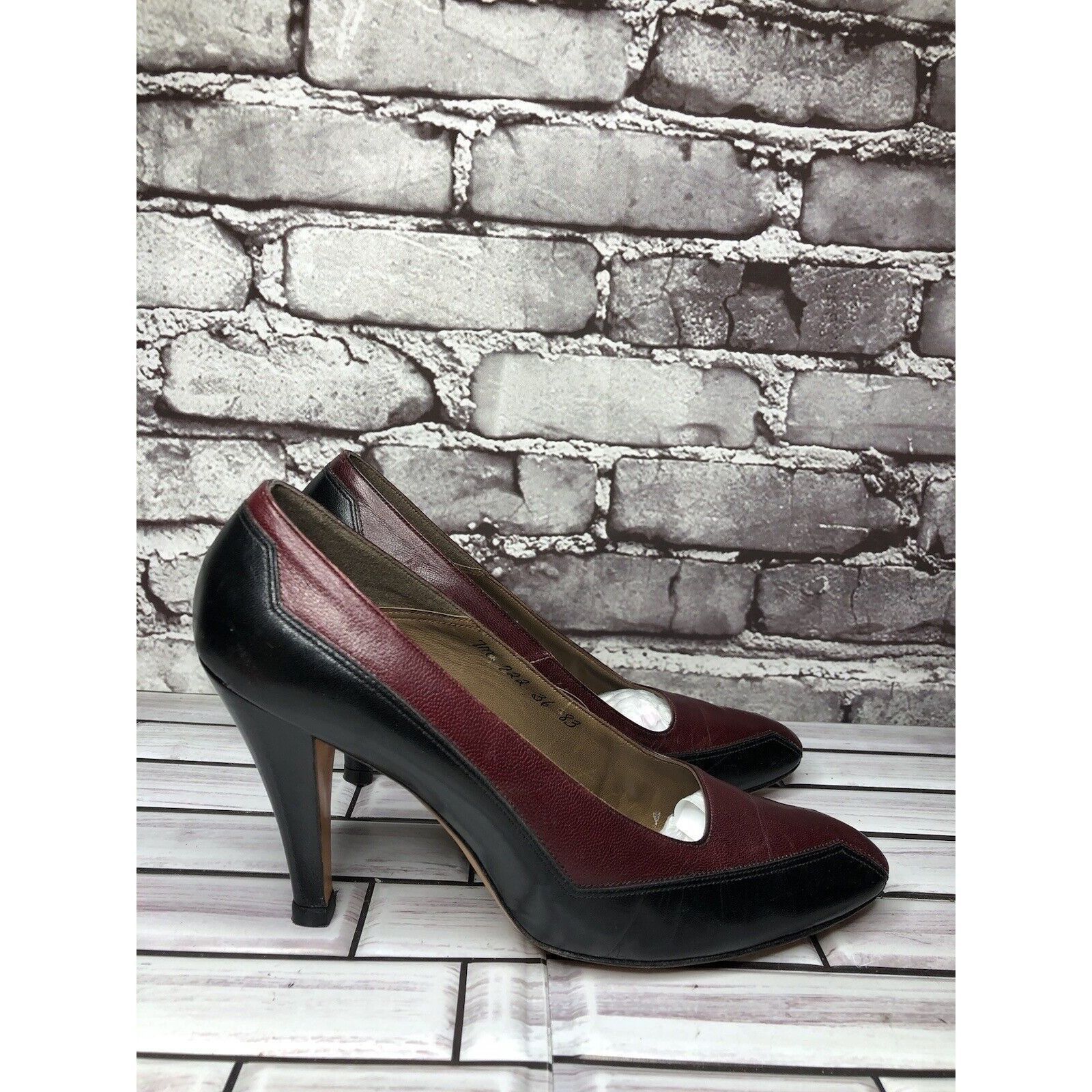 Other Bill Valentine VTG Burgundy Leather Slip On Classic Heels Wo Size US 7 / IT 37 - 3 Thumbnail