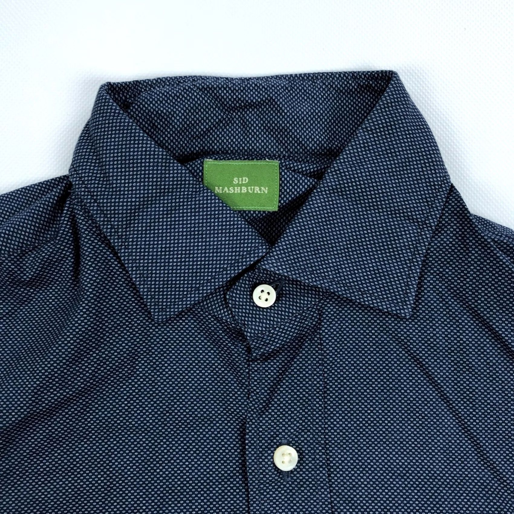 Sid Mashburn Sid Mashburn Men's S Small Navy Blue White Dot Cotton Button-Down Shirt Size US S / EU 44-46 / 1 - 3 Thumbnail