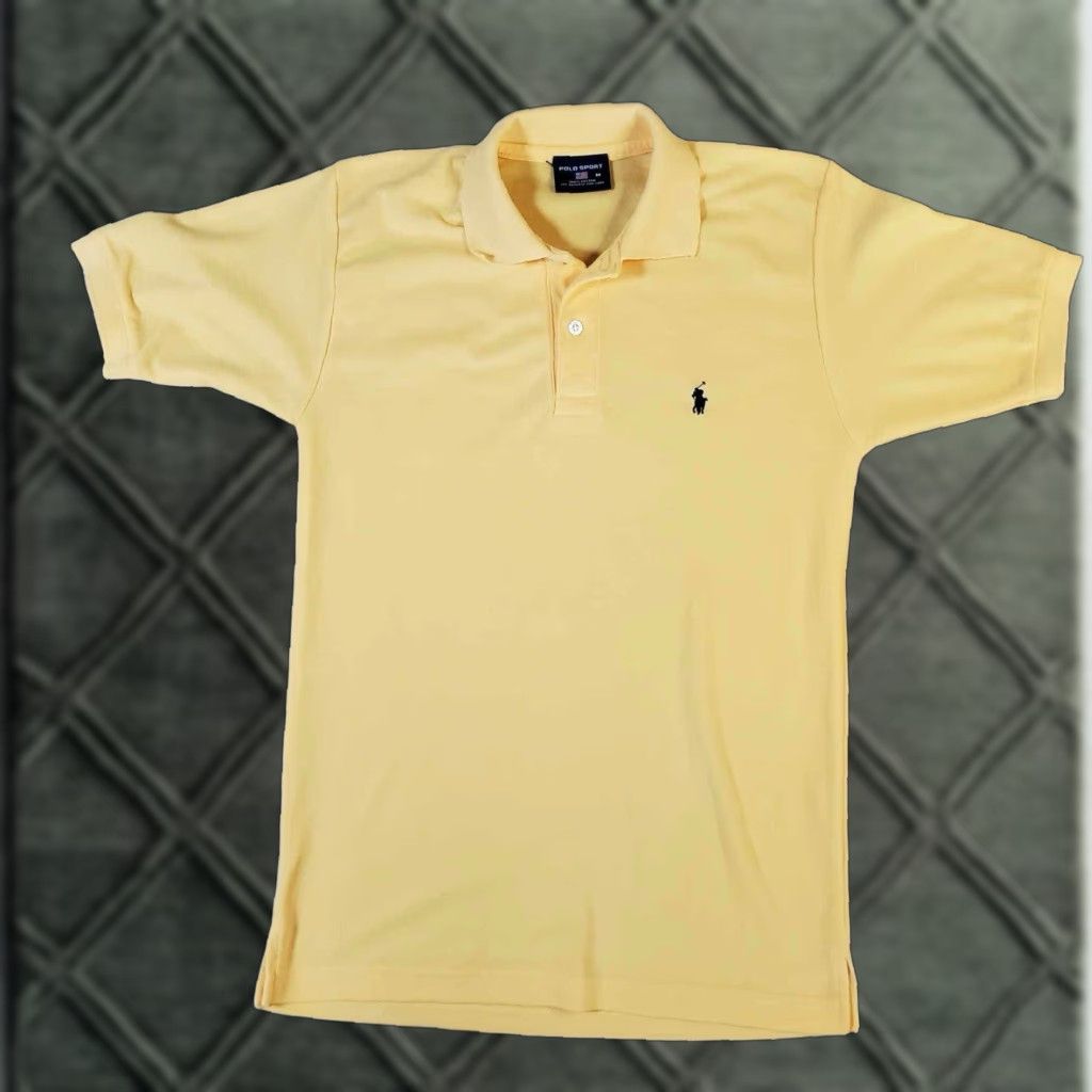 Ralph Lauren VINTAGE Ralph Lauren Polo Shirt Mens M Yellow Solid RL Pony Logo Button Polo Shirt Size US M / EU 48-50 / 2 - 1 Thumbnail