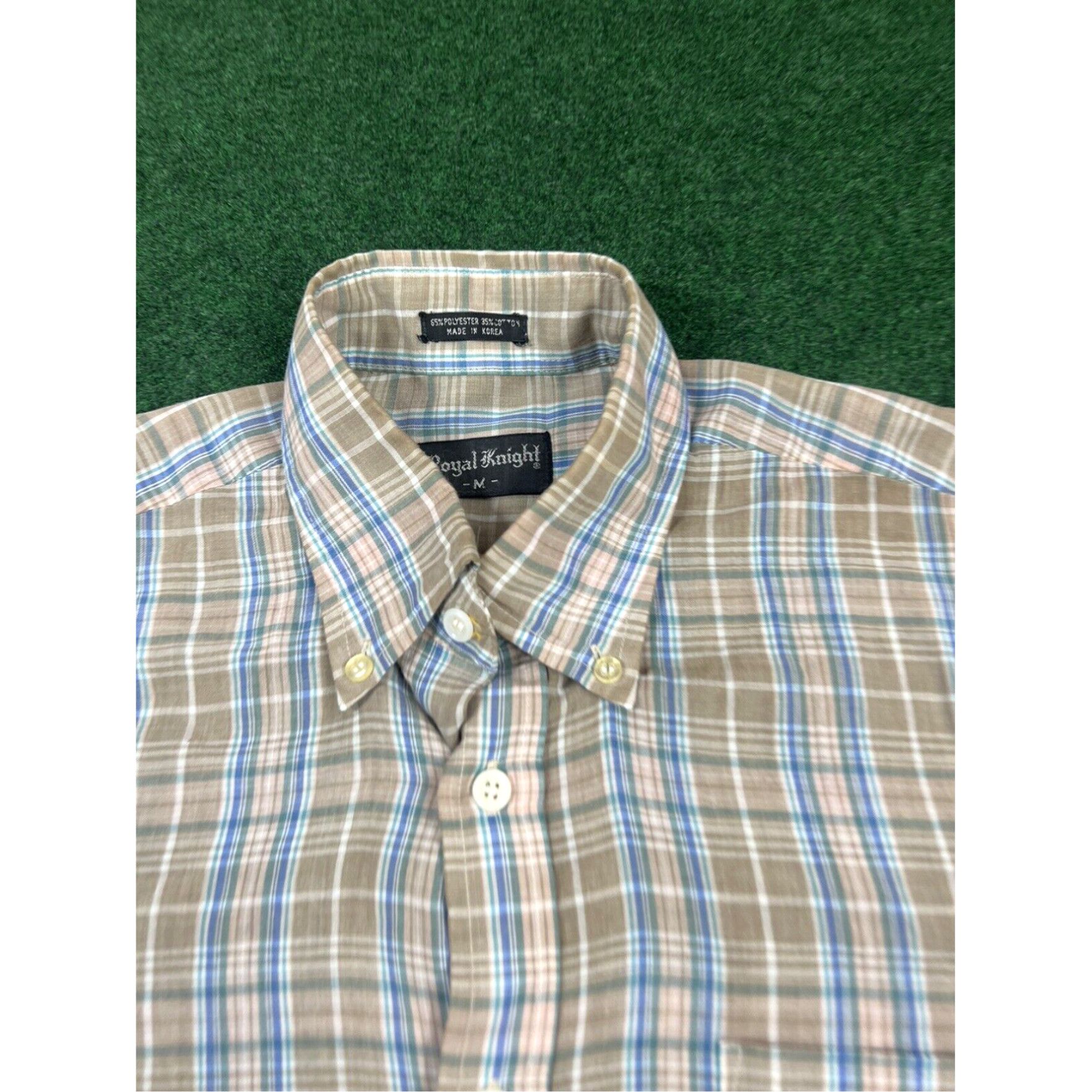 Vintage Vintage 80s 90s Royal Knight Plaid Sz Medium Button Up Dress Shirt Size 40R - 4 Thumbnail