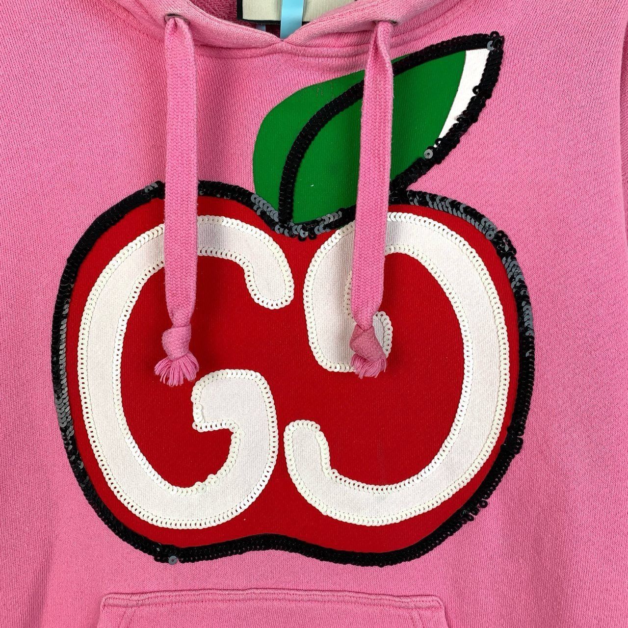 Gucci Gucci GG Apple Print Sequined Hoodie Pink Cotton Long-Sleeve Size S / US 4 / IT 40 - 6 Thumbnail