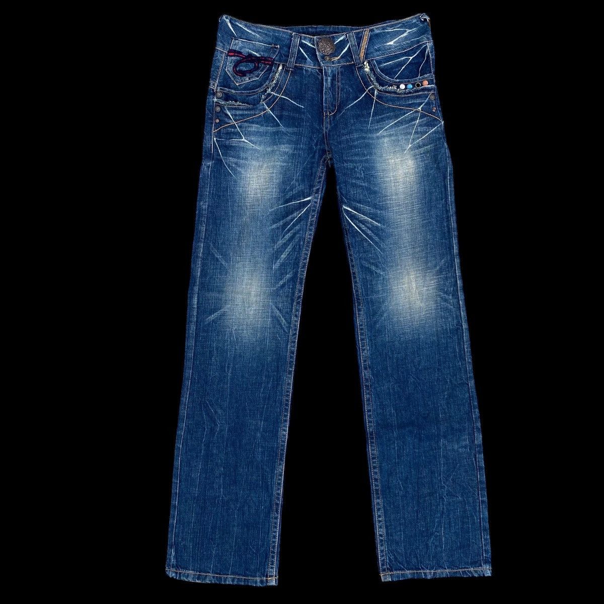 Japanese Brand × Vintage Lightning⚡️Red pepper Rooted Denim Jeans Size US 35 - 1 Thumbnail