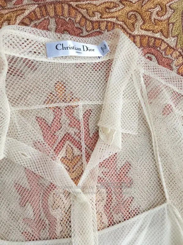 Dior Dior Sheer White Long Sleeve Cropped Shirt . Size XS / US 0-2 / IT 36-38 - 6 Thumbnail