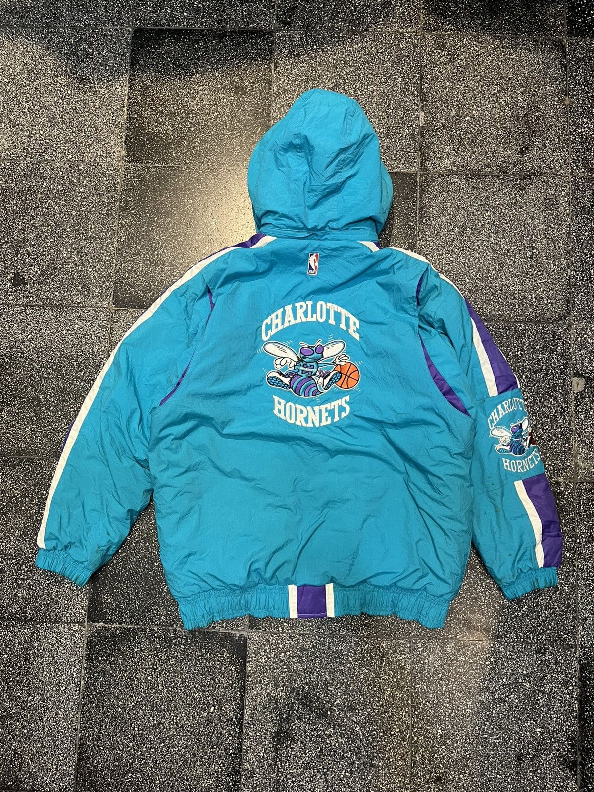 Vintage 90s Charlotte Hornets Starter Puffer Down Jacket Hood! Size US L / EU 52-54 / 3 - 5 Thumbnail