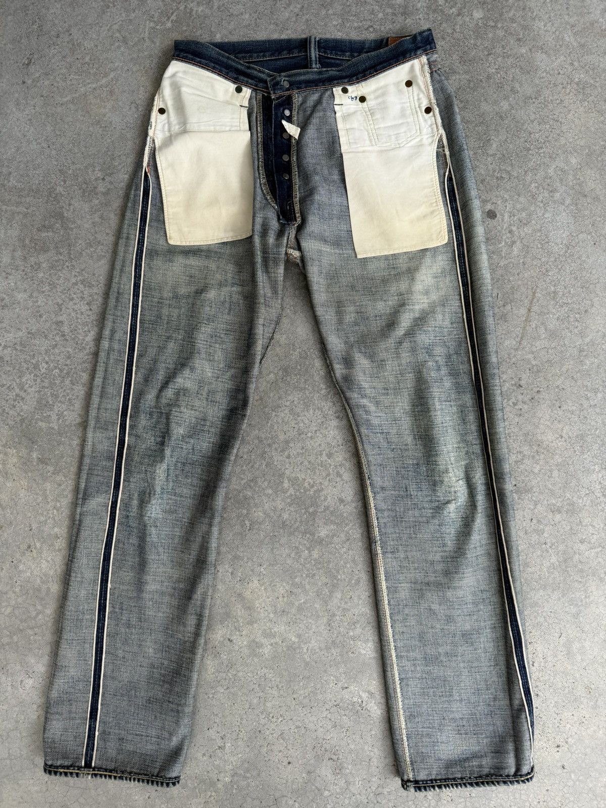 Full Count & Co. Vintage Fullcount 0105 Distressed Jeans Selvedge Denim Size US 30 / EU 46 - 19 Thumbnail