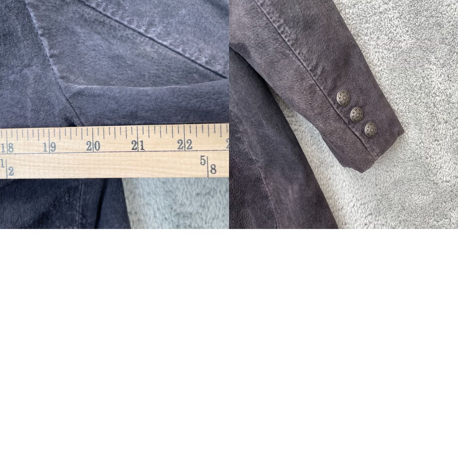 Denim & Co. Denim & Co Jacket Womens L Blue Genuine Leather Coat Single Breasted Lined Short Sleeve Casual Size L / US 10 / IT 46 - 8 Thumbnail