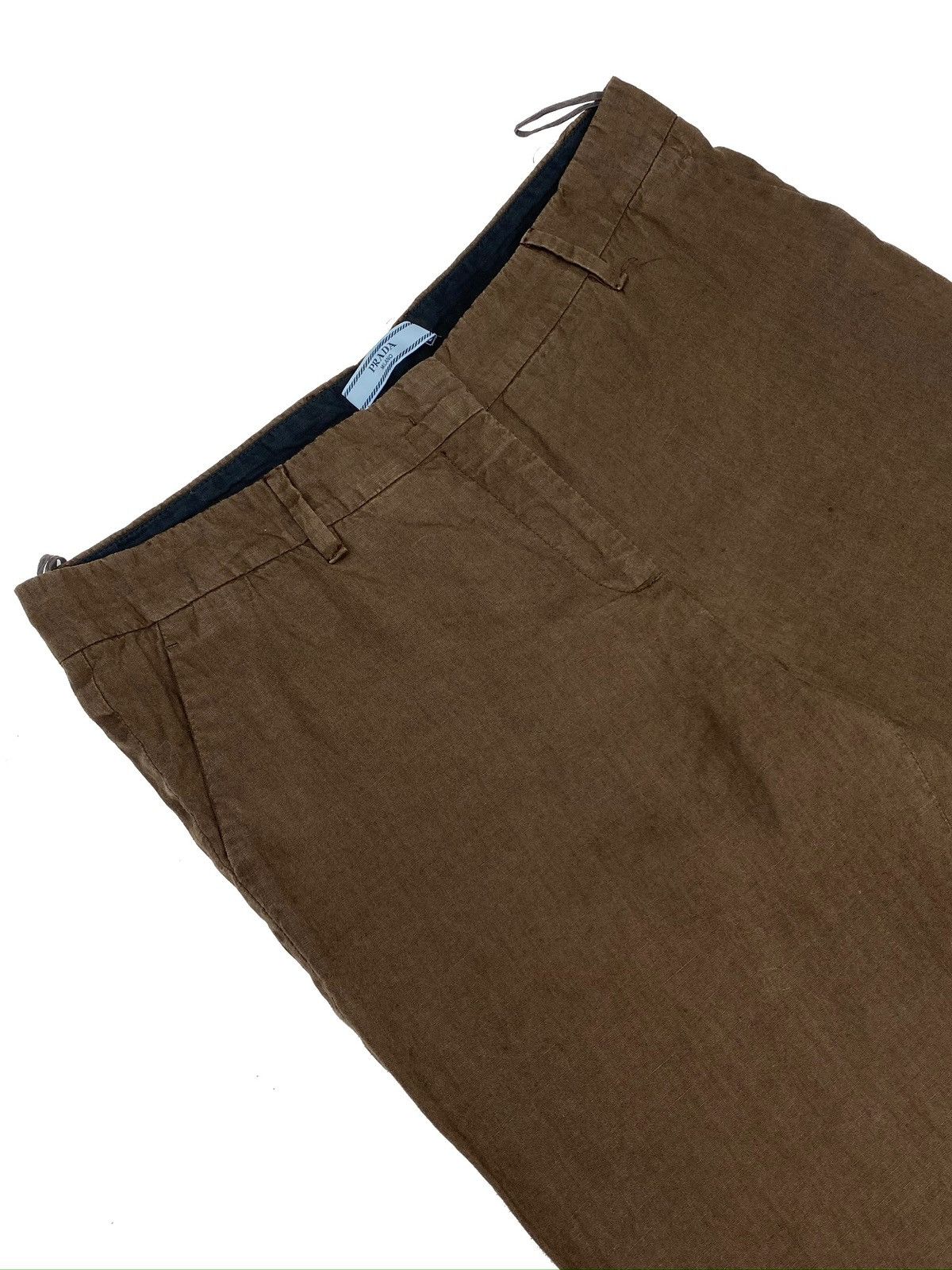 Prada PRADA WOMEN CROPPED PANTS BROWN LINEN FLAT FRONT IT 46 XL Size 32" / US 10 / IT 46 - 10 Thumbnail