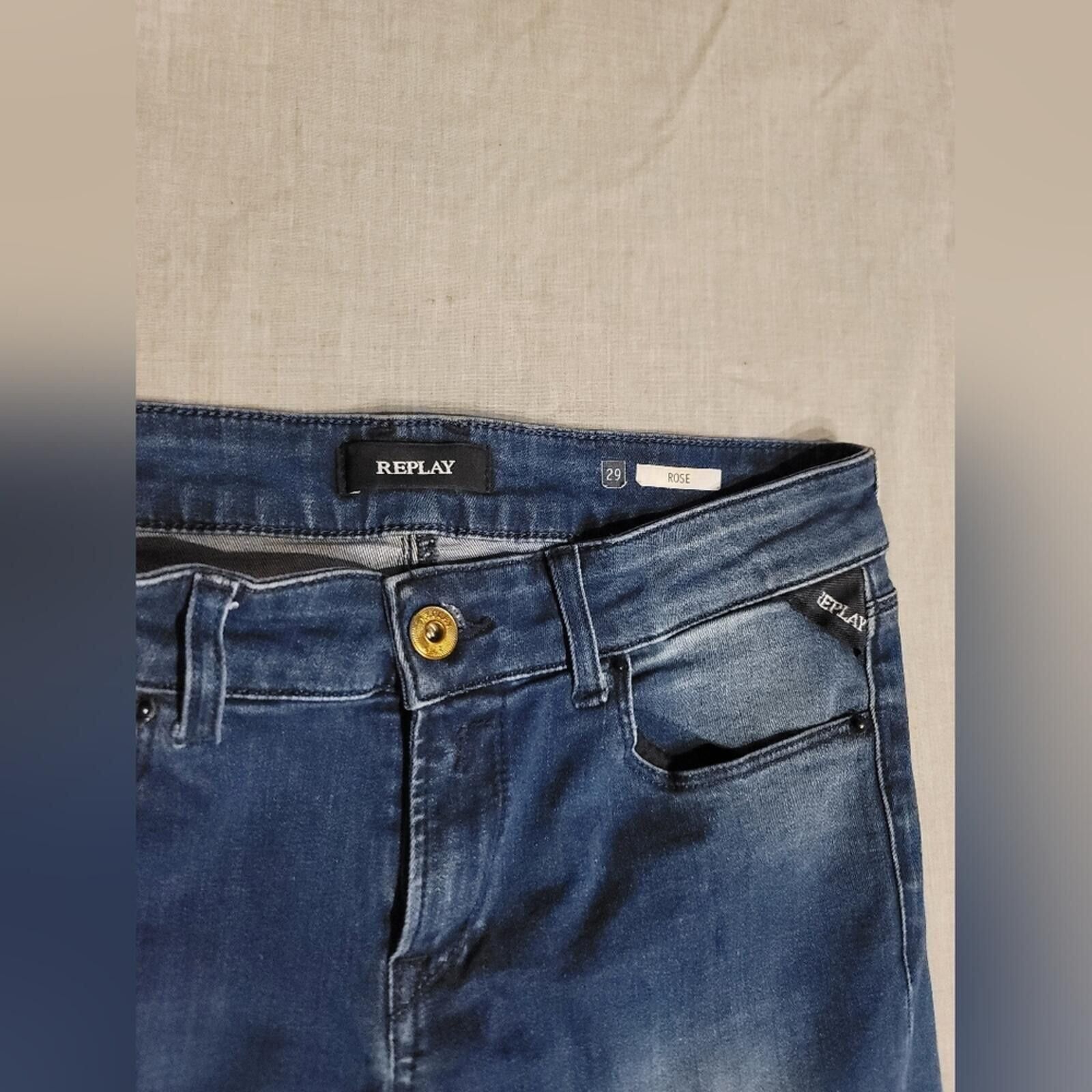 Replay Replay Rose Designer Blue Denim Jeans SZ 29 Skinny Y2K Size 29" - 2 Thumbnail