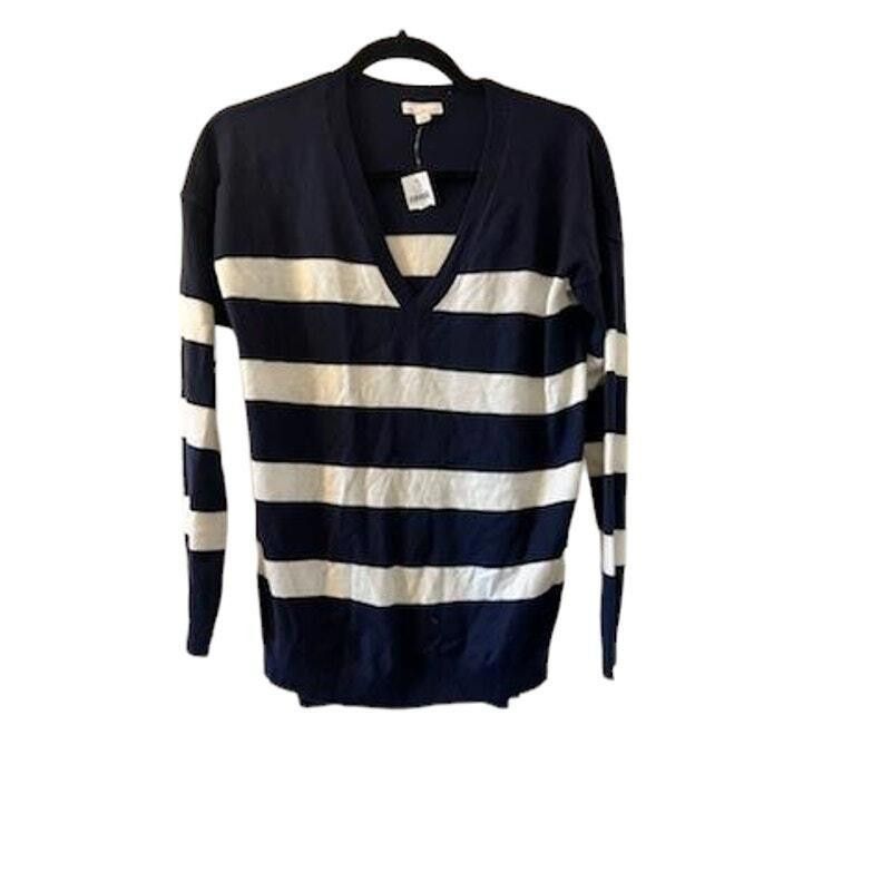 Gap GAP Striped V-Neck Sweater Navy Blue & White Size X Small Size XS / US 0-2 / IT 36-38 - 1 Thumbnail