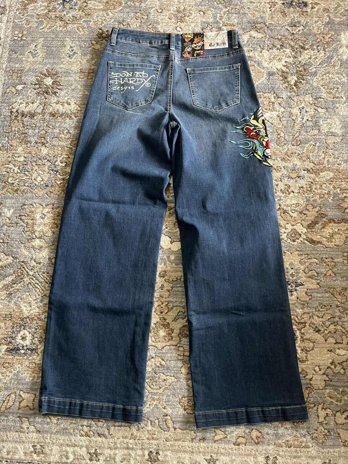 Ed Hardy EAGLE HEART BAGGY ED HARDY GRAPHIC JEANS 28x32 Size US 28 / EU 44 - 2 Thumbnail