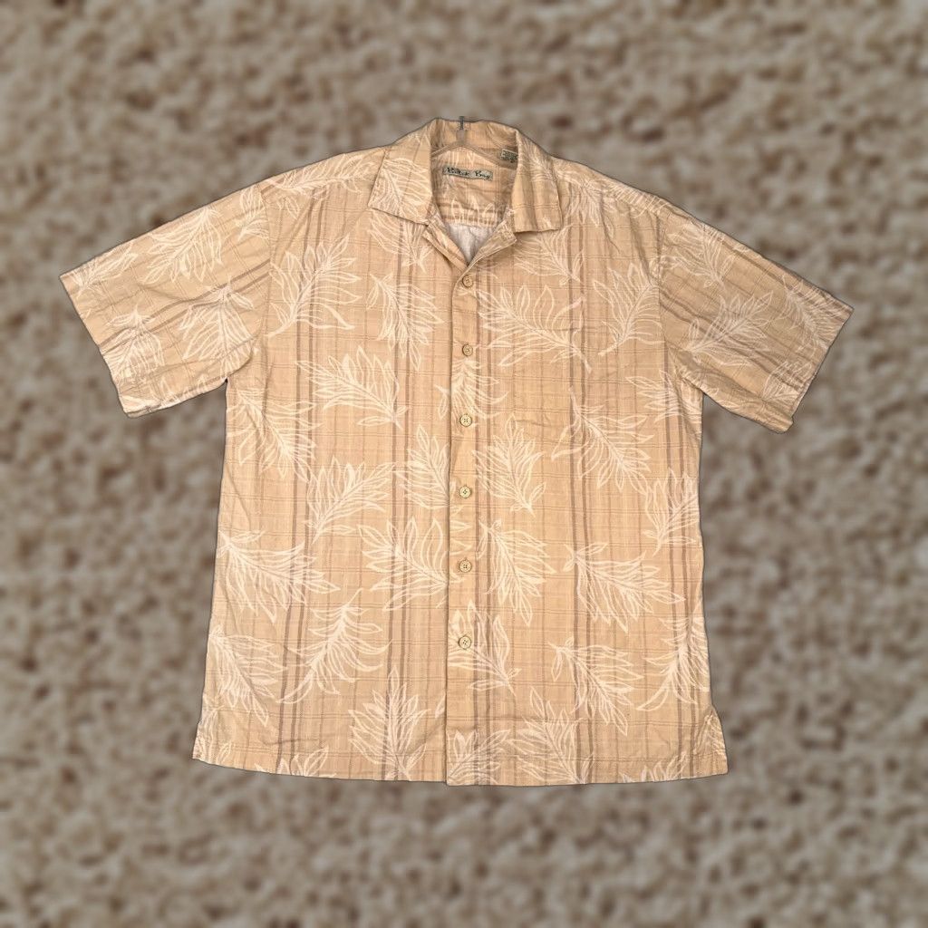 Vintage Batik Bay Shirt Mens Medium Beige Plaid Floral 100% Cotton Button Up Shirt Size US M / EU 48-50 / 2 - 1 Thumbnail