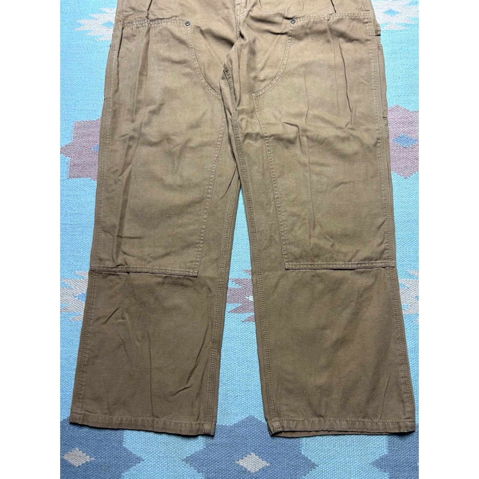 Doublet VINTAGE y2k double knee carpenter pants cotton canvas workwear baggy 35x29 Brown Men Pants Size US 35 - 2 Thumbnail