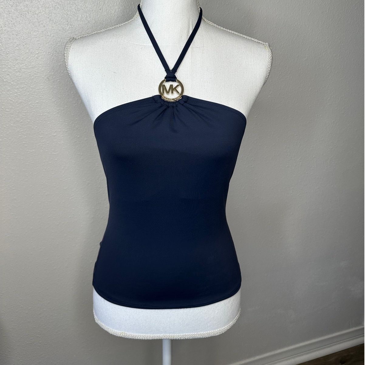 Michael Kors Michael Kors Navy Blue Halter Tankini Top XS Gold MK Logo Size XS / US 0-2 / IT 36-38 - 1 Thumbnail