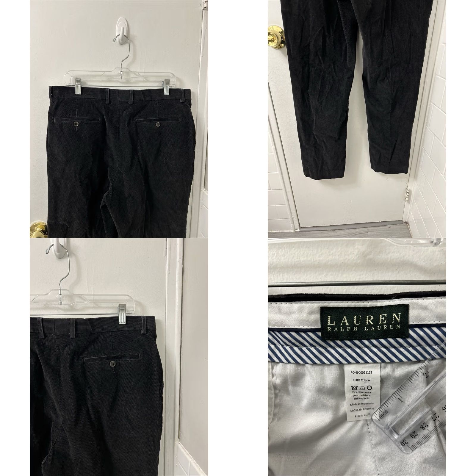 Ralph Lauren Lauren Ralph Lauren Corduroy Pants Mens 36x31 Black Straight Leg Trousers Dress Pants Casual Workwear Size US 36 / EU 52 - 8 Thumbnail