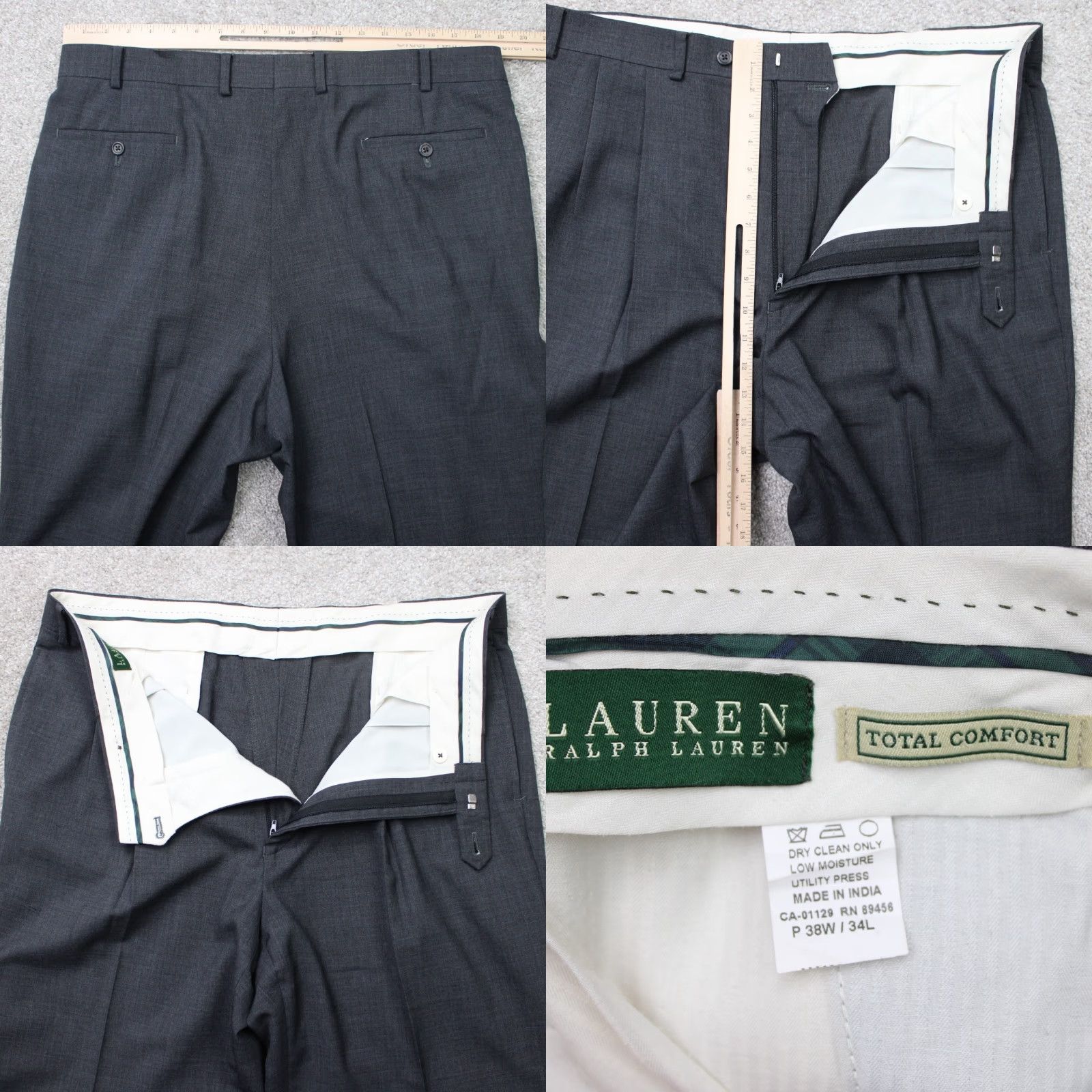 Ralph Lauren LAUREN Ralph Lauren Pants Mens 38x34 Gray 100% Wool Pleated Regular Size US 38 / EU 54 - 8 Thumbnail