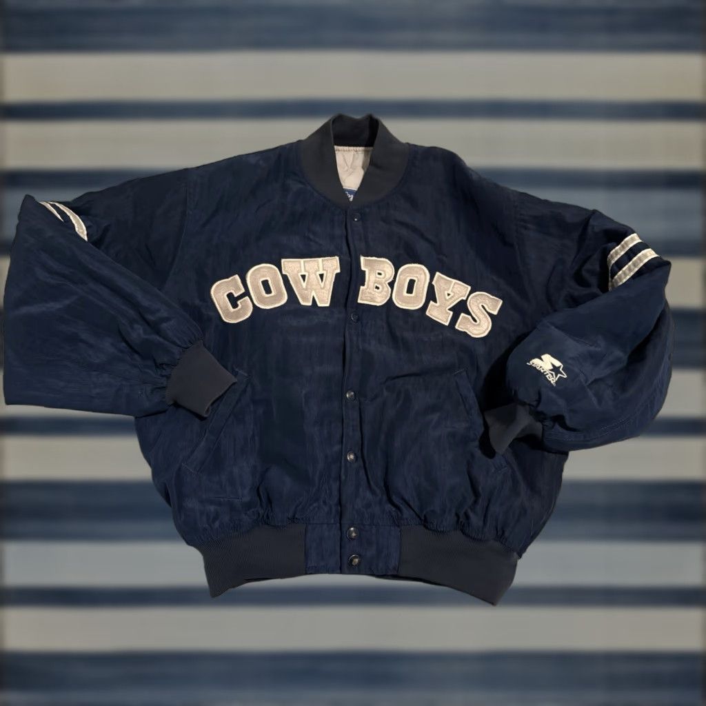 Starter VINTAGE Starter Dallas Cowboys NFL Jacket Large L Regular Men Jacket Blue 90s United States/Nylon Shirt? Size US L / EU 52-54 / 3 - 1 Thumbnail