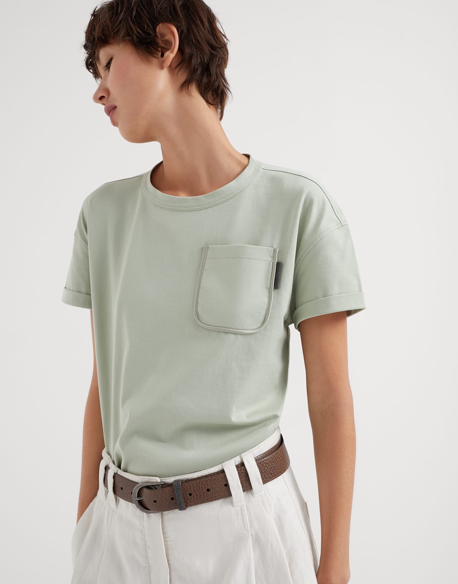 Brunello Cucinelli o1w1db10825 Blouse in Light/Pastel Green Size XL / US 12-14 / IT 48-50 - 3 Thumbnail