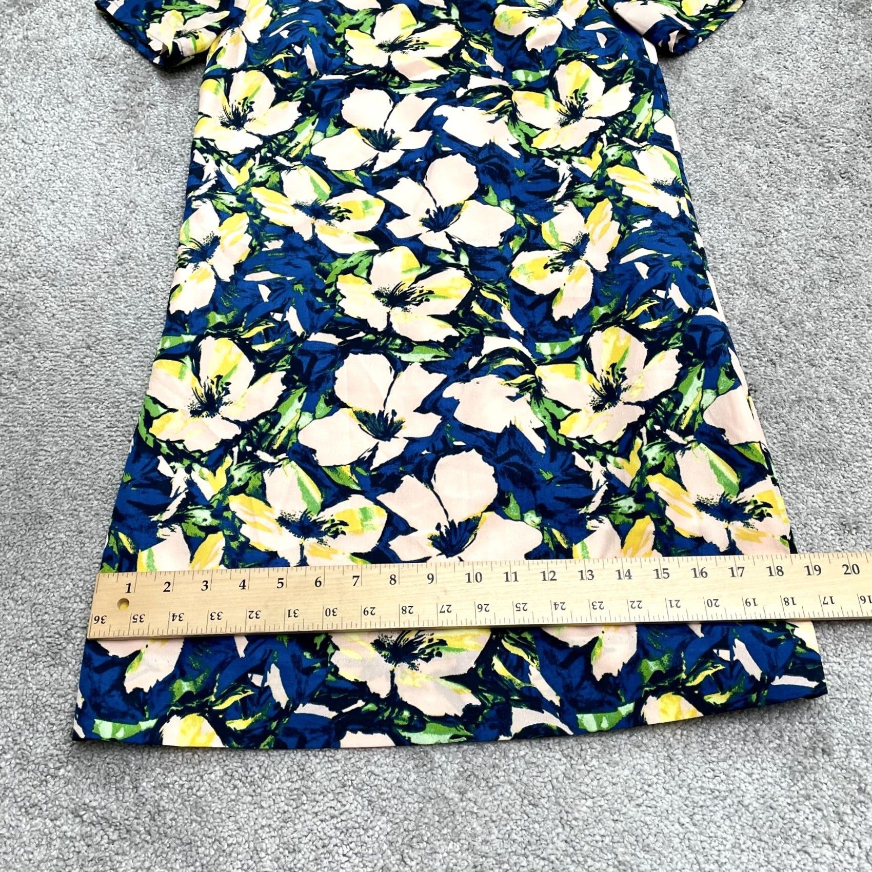 J.Crew J. Crew Floral Shift Midi Dress Womens 00 Blue Lined Short Sleeve Work Casual Size 24" / US 00 / IT 34 - 7 Thumbnail