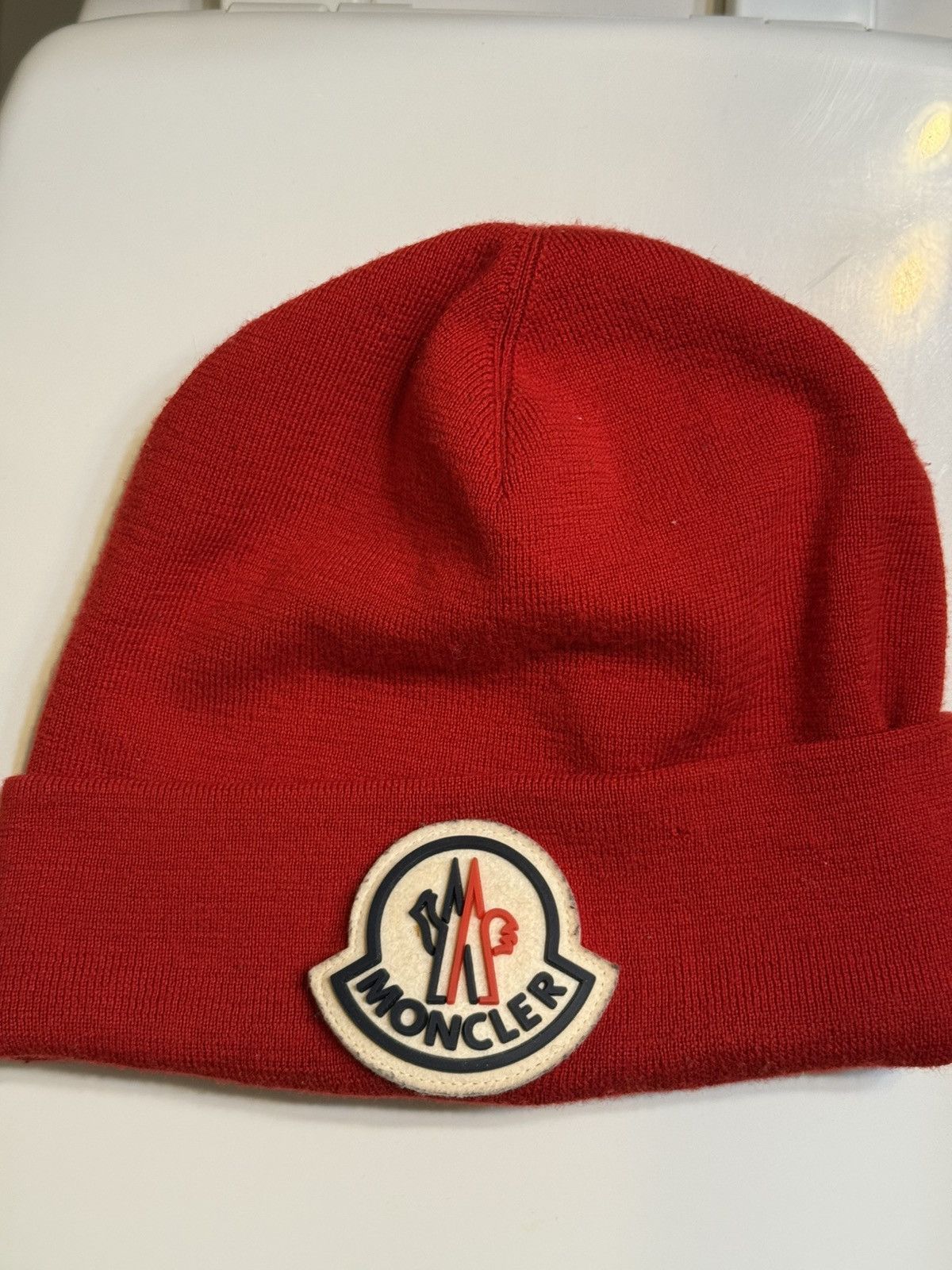 Moncler Moncler Red Wool Logo Beanie Size 34 - 1 Thumbnail