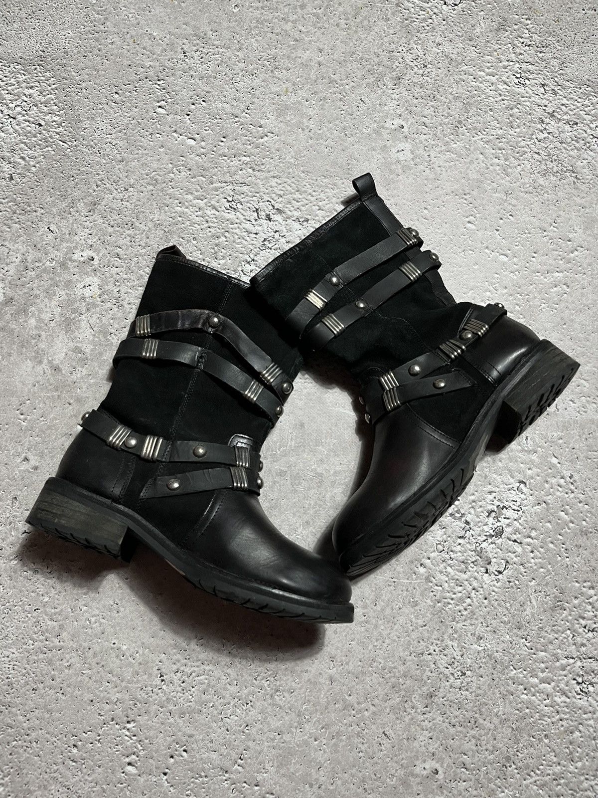 Japanese Brand × Vintage Vintage Woman’s Avant Garde Leather Biker Hi Top Boots Size US 10 / IT 40 - 12 Thumbnail