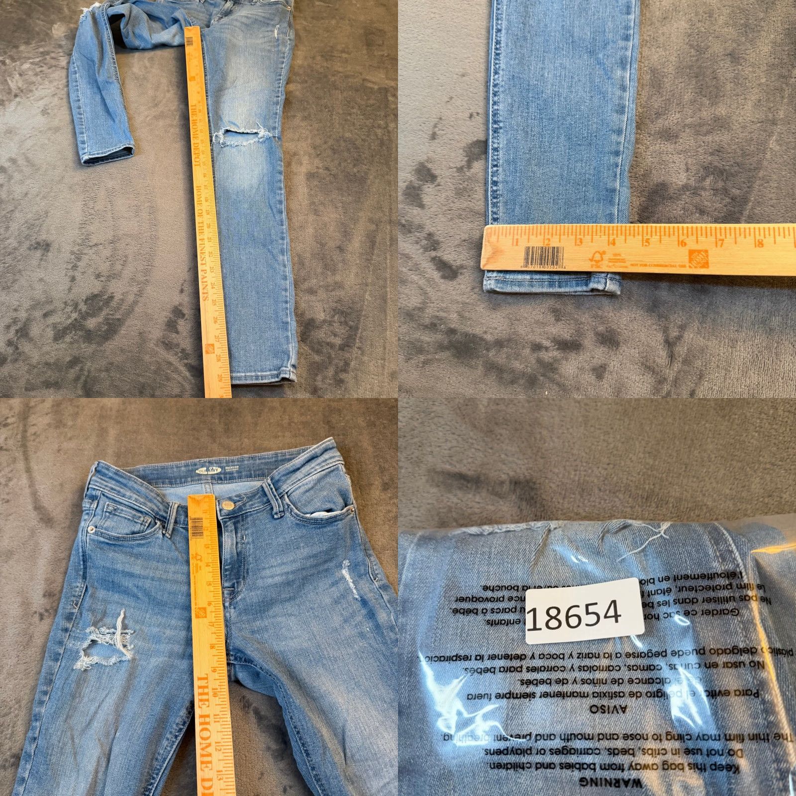 Old Navy Old Navy Rockstar Super Skinny Jeans Womens Size 2 Blue Distressed Denim Fashion Slim Stretch 5-Pocket Zip Fly Jeans Size 26" / US 2 / IT 38 - 8 Thumbnail