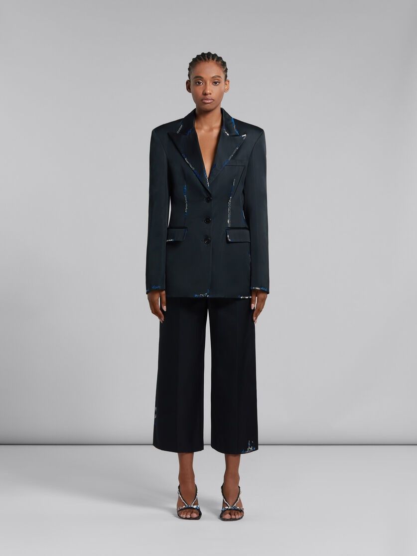 Marni o1f1d3z0825 Duchesse Satin Trouser With Bead Mending Black Size 26" / US 2 / IT 38 - 2 Thumbnail