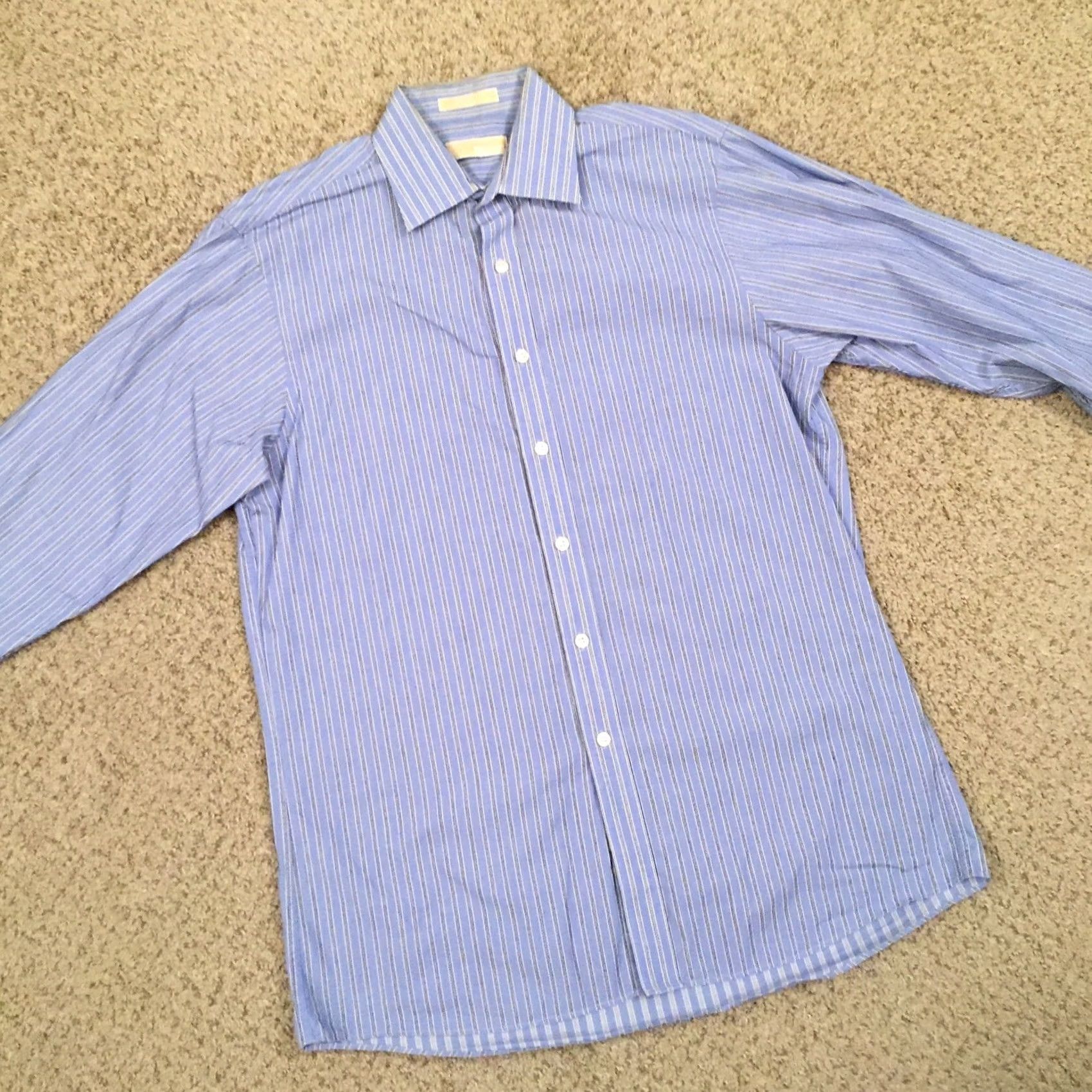 Michael Kors Michael Kors Shirt Mens Medium Blue Striped Long Sleeve Button Up Size US M / EU 48-50 / 2 - 5 Thumbnail