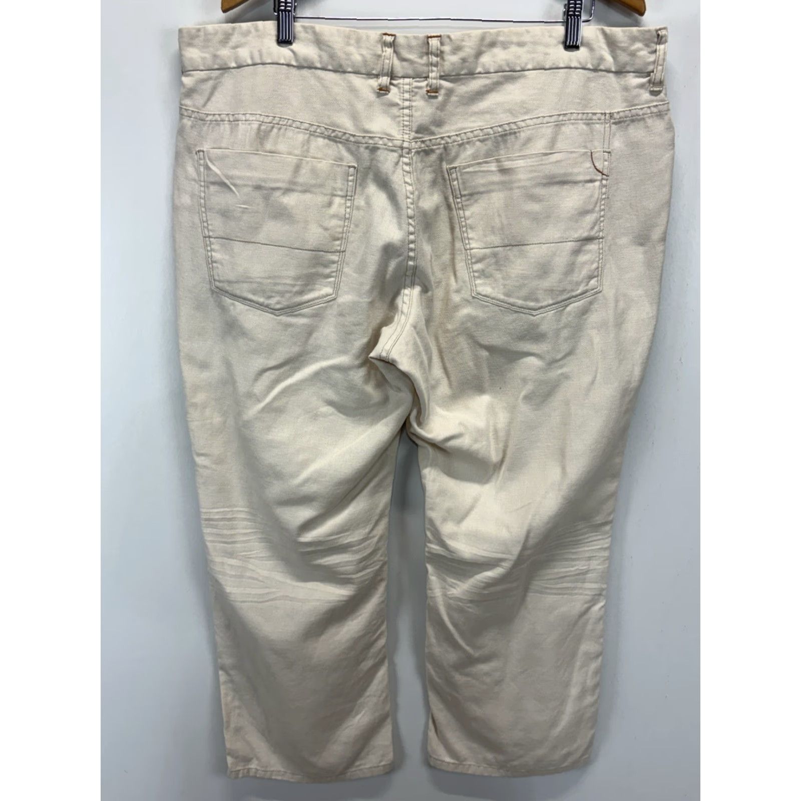Tommy Bahama Tommy Bahama Pants 40x27 Beige Linen Blend 5 Pocket Flat Front Casual Beach Travel Preppy Tropical Mens Size US 40 / EU 56 - 3 Thumbnail