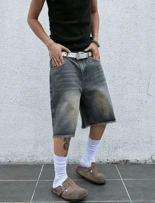 VIBE Distressed Faded Frayed Streetwear Y2K Jorts Size US 30 / EU 46 - 5 Thumbnail